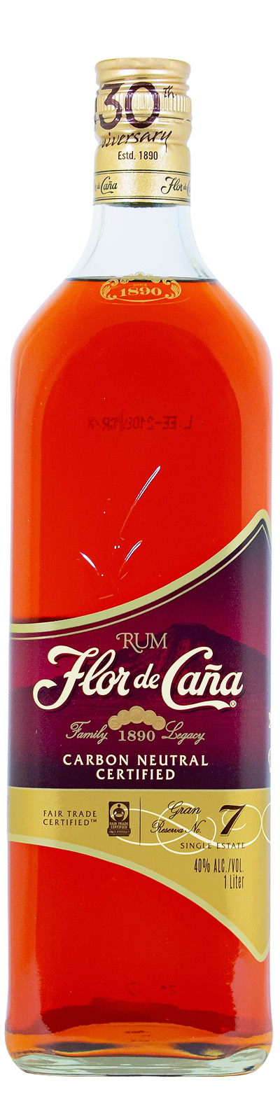 Flor de Cana 7 Jahre brauner Premium Rum - 1 Liter 40% vol