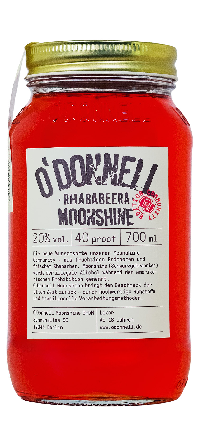 O'Donnell Rhababeera Moonshine - 0,7L 20% vol