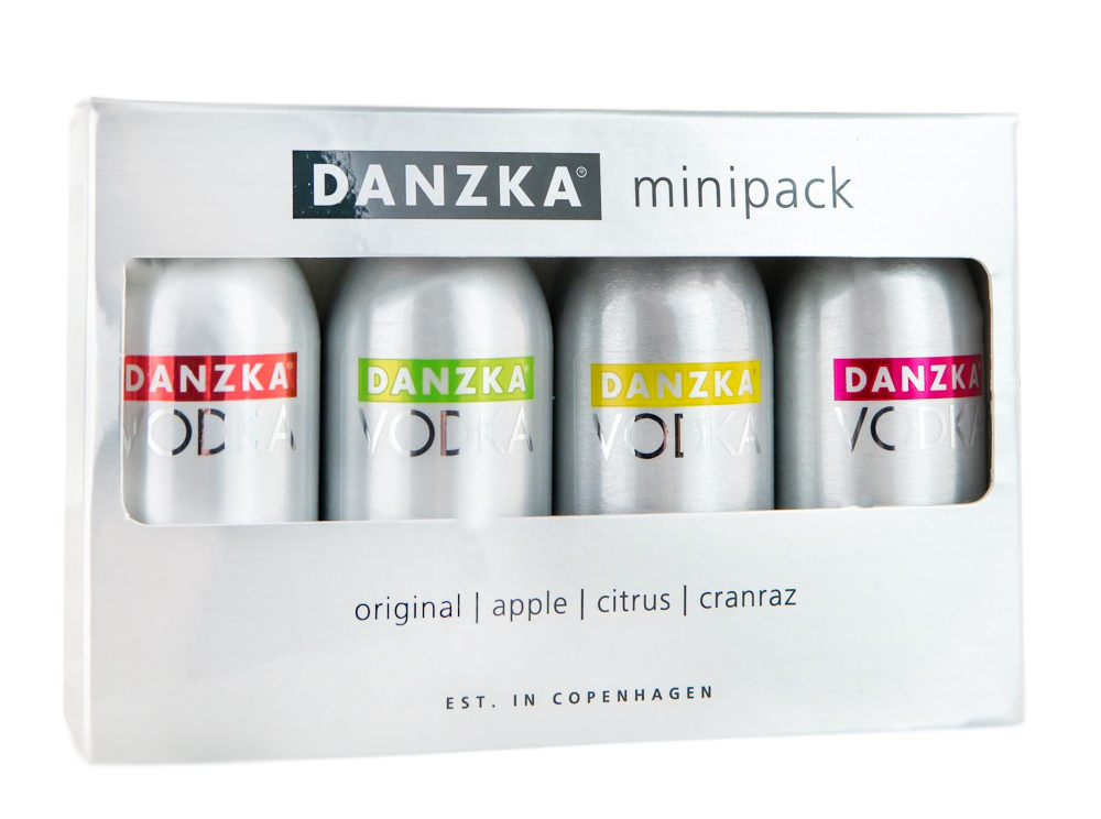 [Paket 4 x 0,05l] Danzka Danisch Vodka Minipack Probierset - 0,2L 40% vol