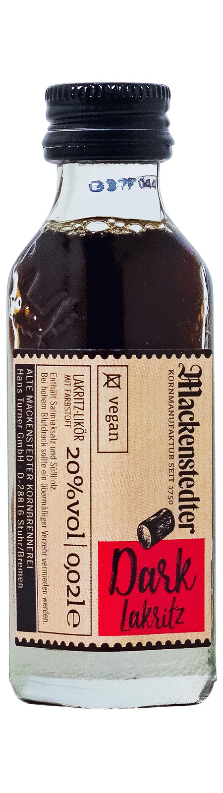 Mackenstedter Dark Lakritz Likör Miniatur - 0,02L 20% vol