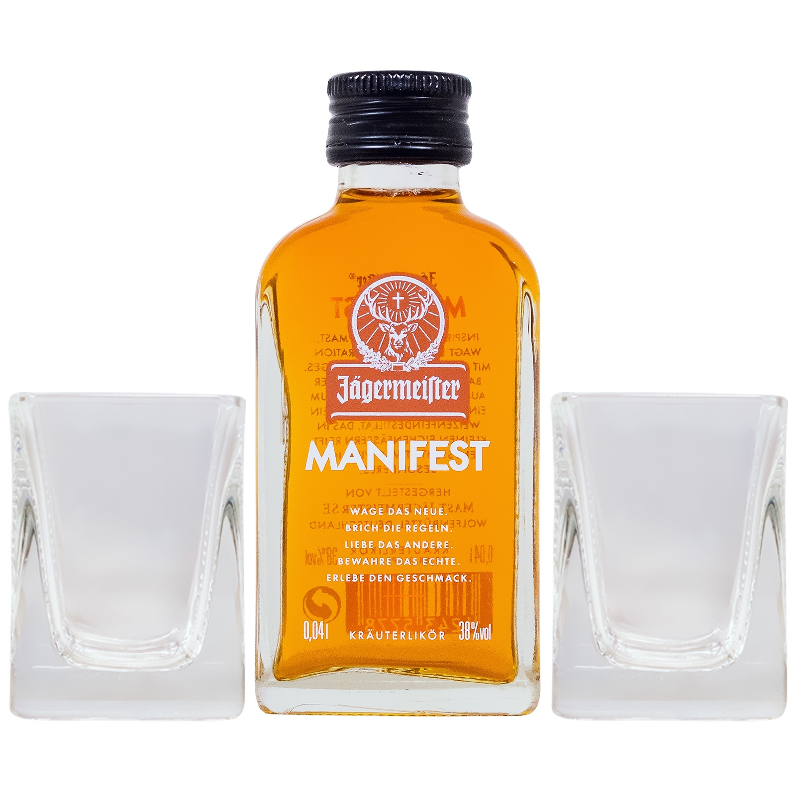 Jägermeister Manifest Minis + Gläser Geschenkbox - 0,08L 38% vol