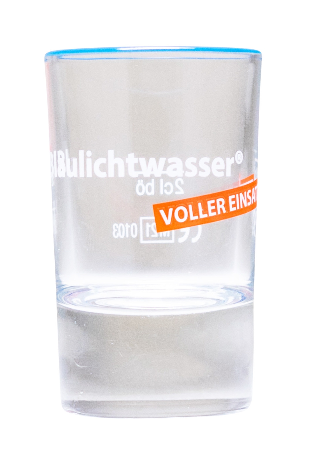 Blaulichtwasser Shot Glas