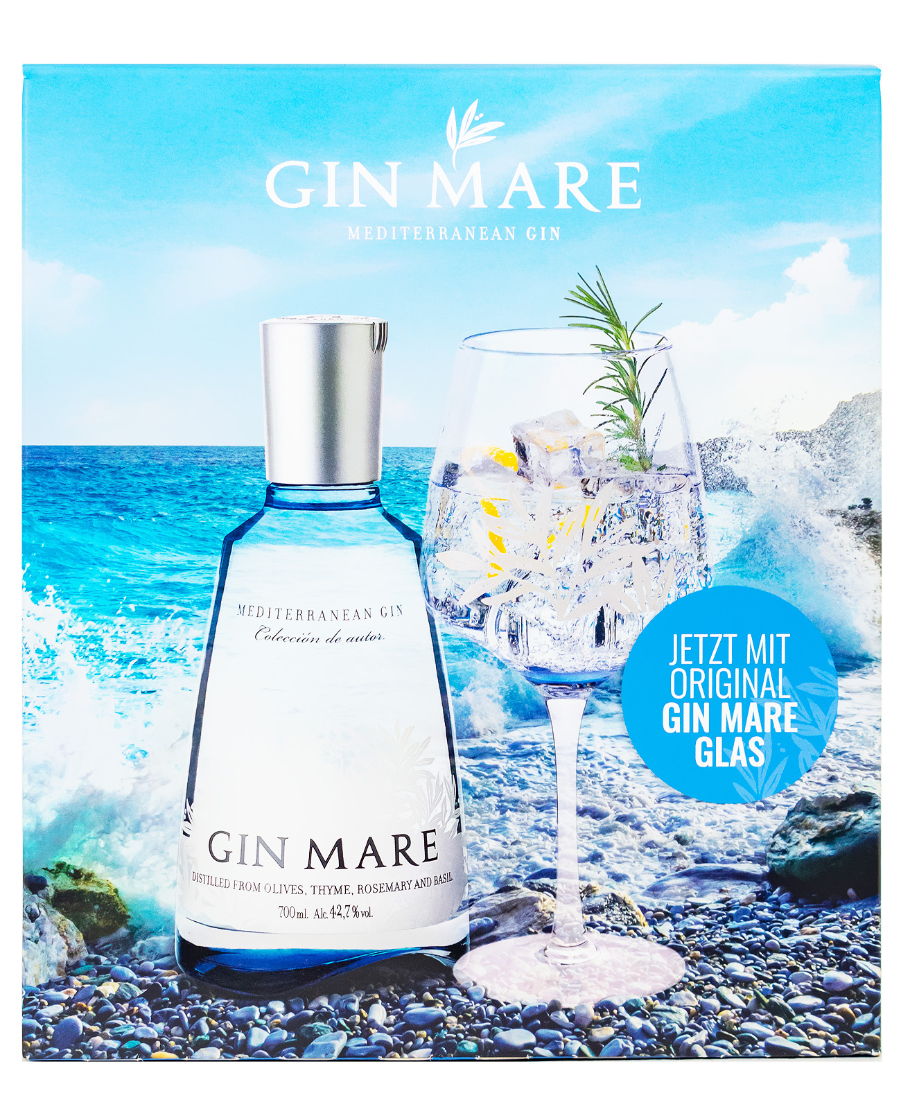 Gin Mare Mediterranean Gin mit Glas - 0,7L 42,7% vol