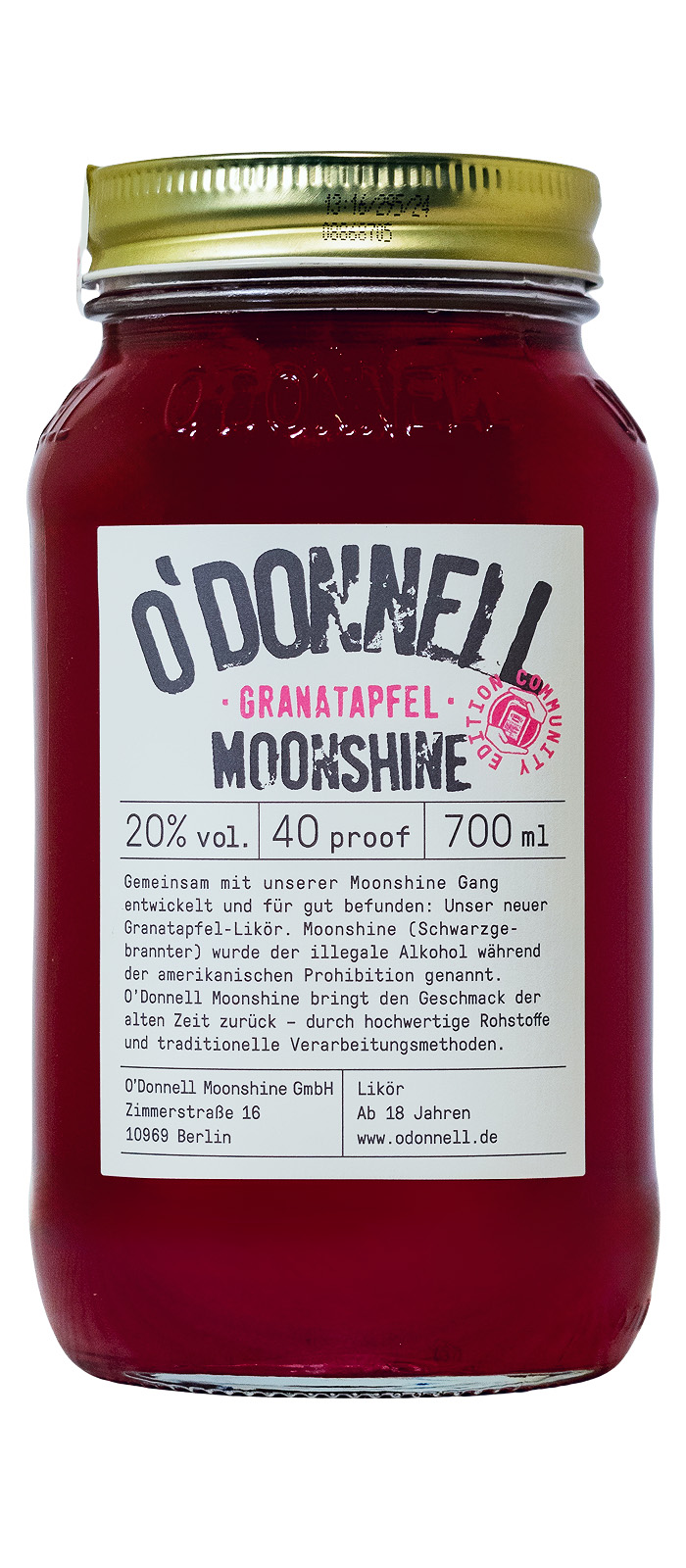 O'Donnell Granatapfel Moonshine - 0,7L 20% vol