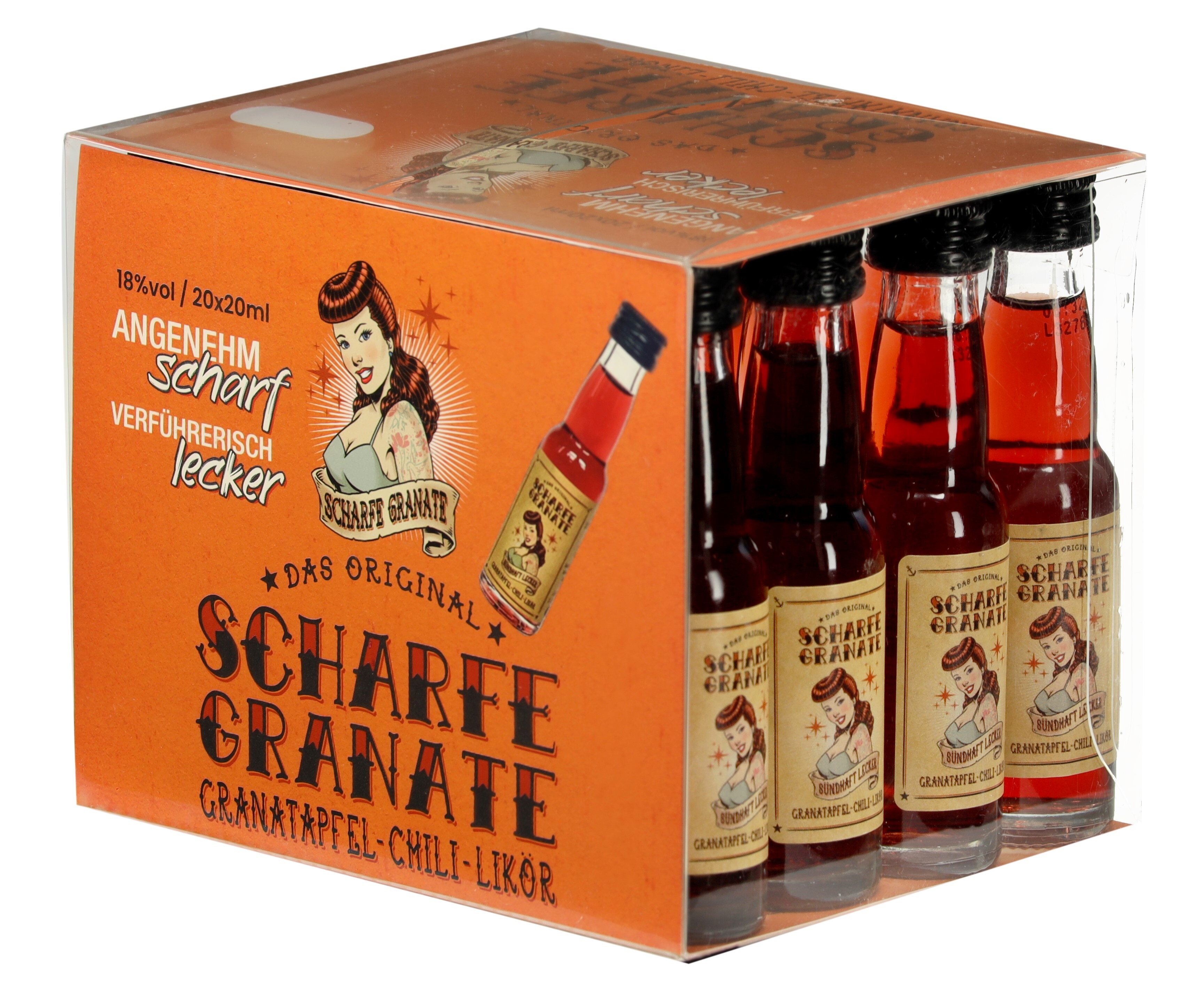 Paket [20 x 0,02L] Scharfe Granate Granatapfel Chili Likör - 0,4L 18% vol