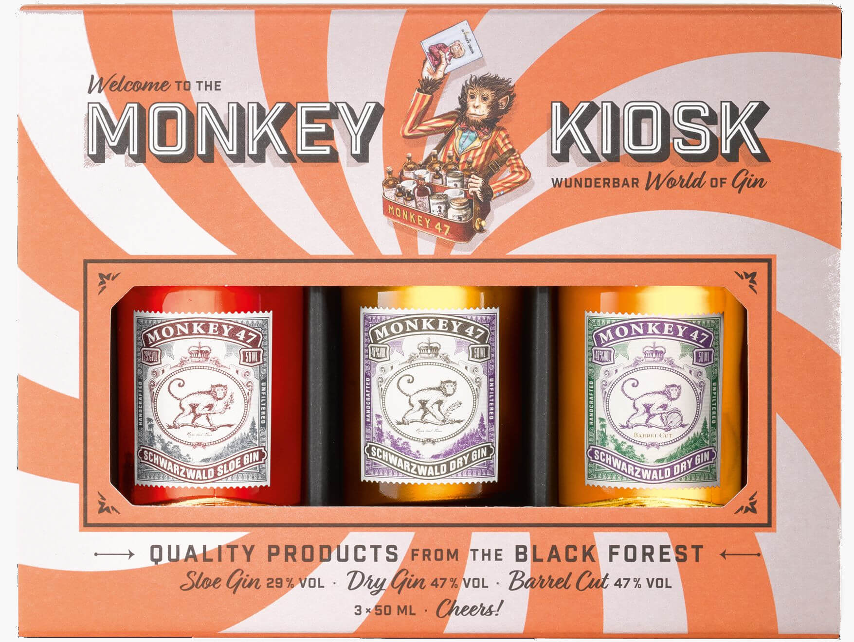 Monkey 47 Gin 3er Kiosk Mini Box - 0,15L 41% vol