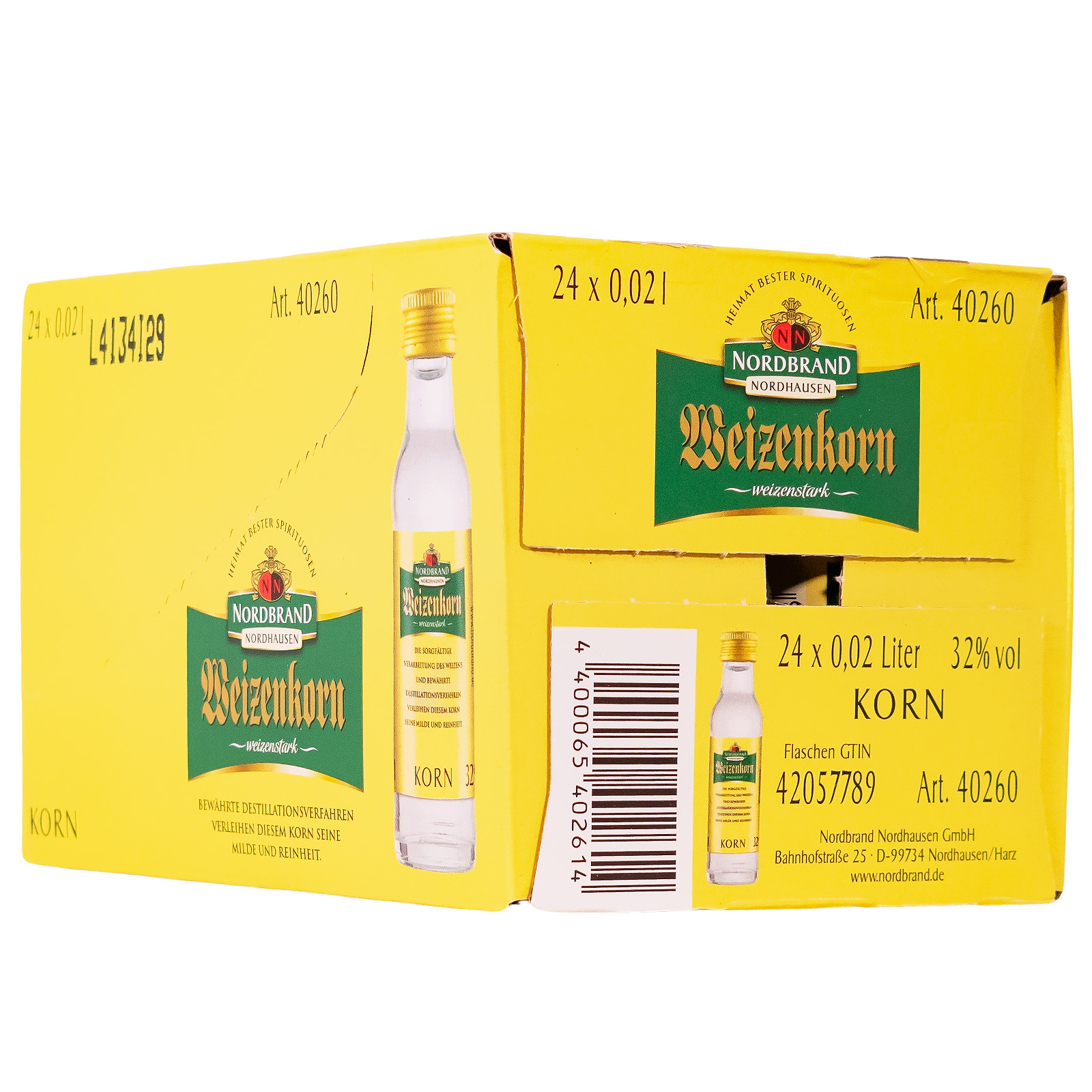 Paket [24 x 0,02L] Nordbrand Weizenkorn - 0,48L 32% vol