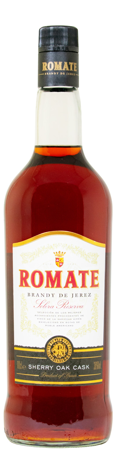 Romate Brandy Solera Reserva Brandy de Jerez - 1 Liter 36% vol