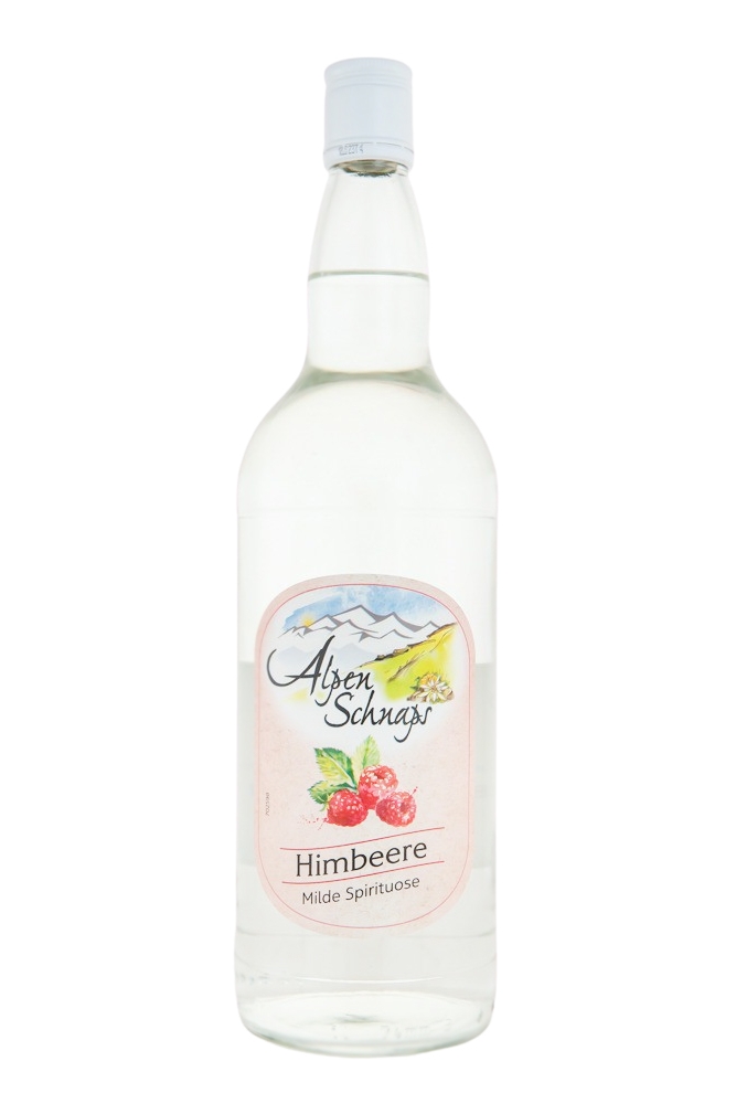 Alpenschnaps Himbeere Milde Spirituose - 1 Liter 35% vol