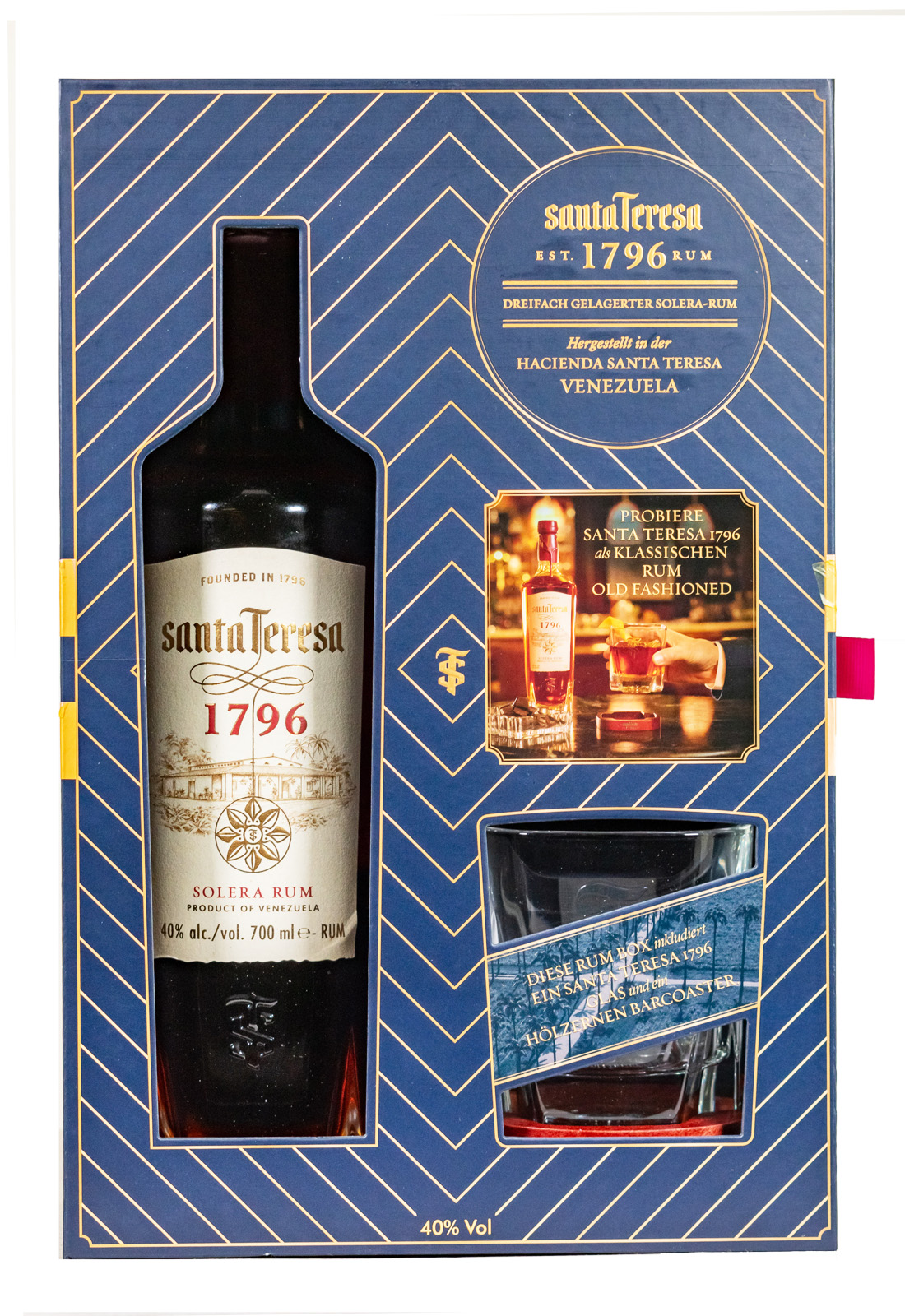 Santa Teresa Rum mit Tumbler & Holz-Coaster - 0,7L 40% vol