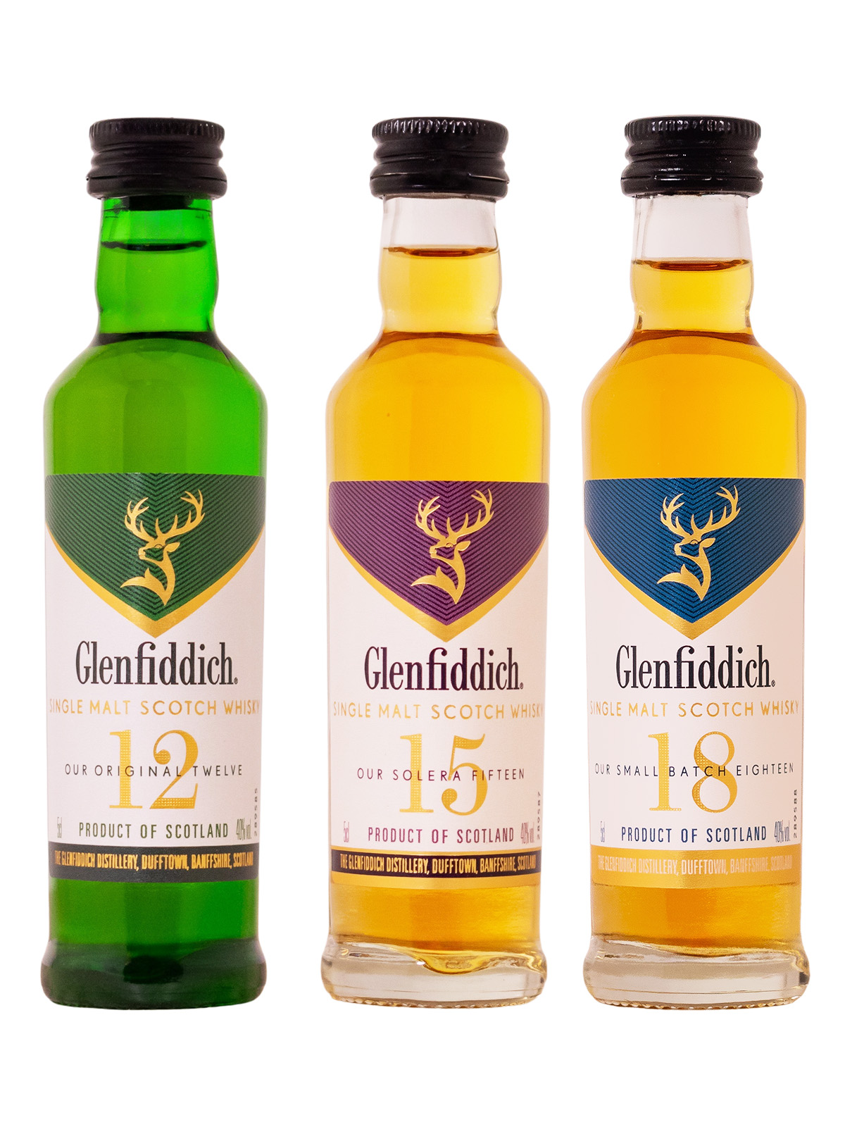 Set: Glenfiddich Mix-Paket 12 - 15 - 18 Jahre - 0,15L 40% vol