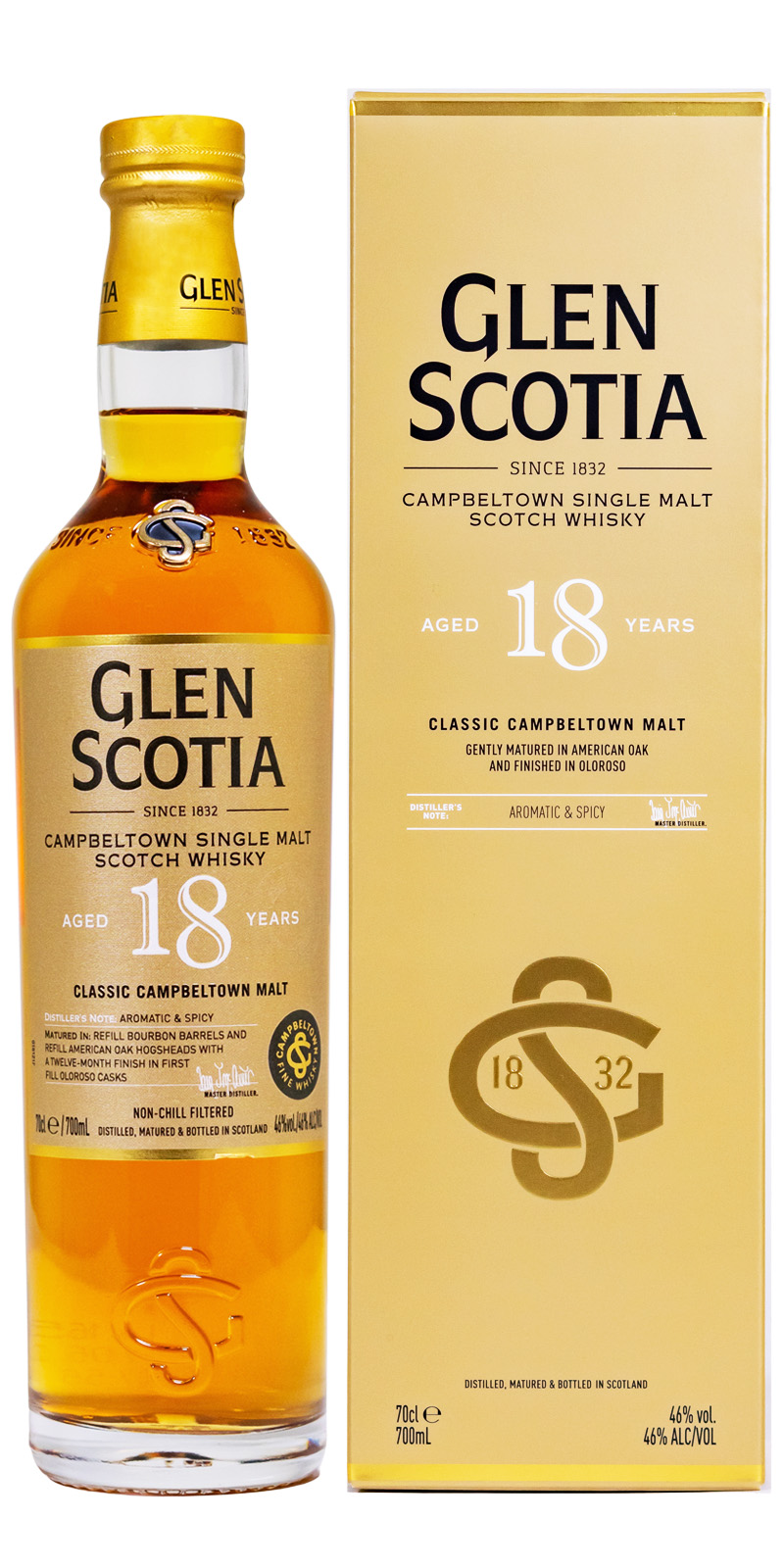 Glen Scotia 18 Jahre Single Malt Scotch Whisky - 0,7L 46% vol