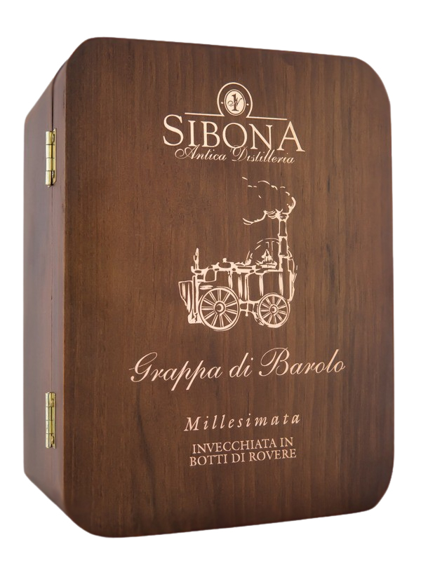 Sibona Grappa Riserva di Barolo Invecchiata in Holzschatulle - 0,7L 44% vol