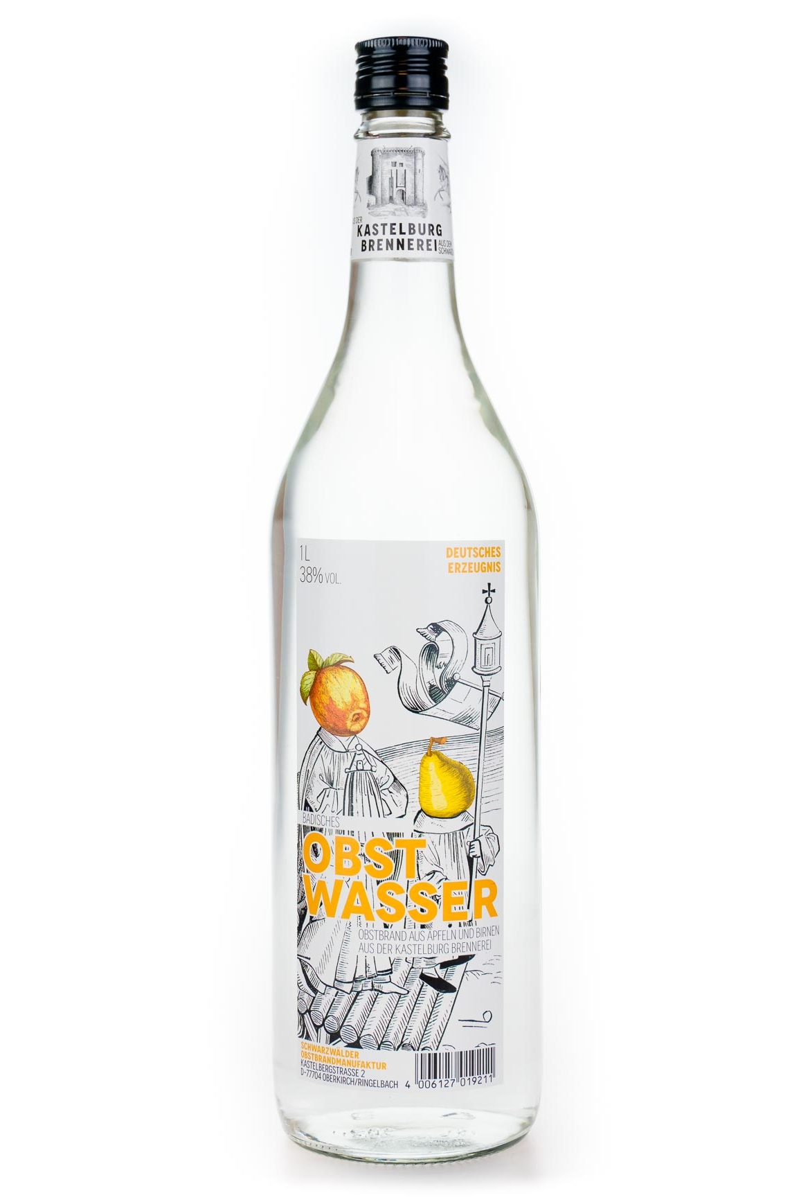 Kastelburg Schwarzwälder Obstwässerle - 1 Liter 38% vol