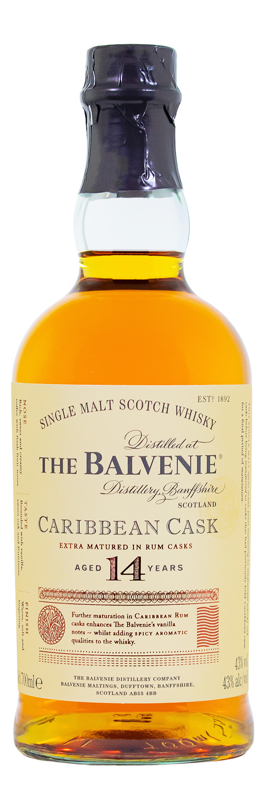 Balvenie 14 Jahre Carribean Cask Single Malt Scotch Whisky - 0,7L 43% vol