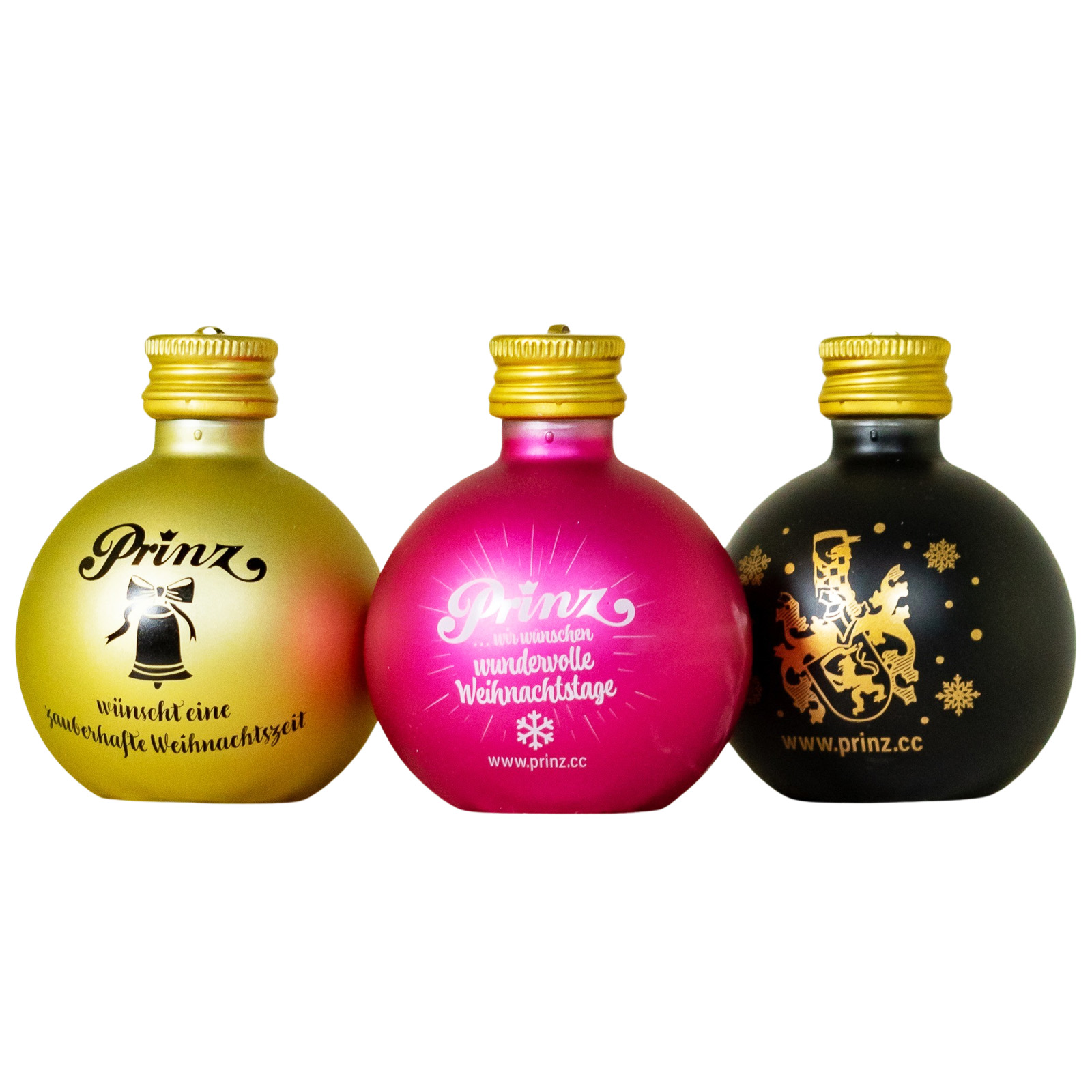 Paket [3 x 0,04L] Prinz Christbaumkugeln gold - 0,12L 30,9% vol