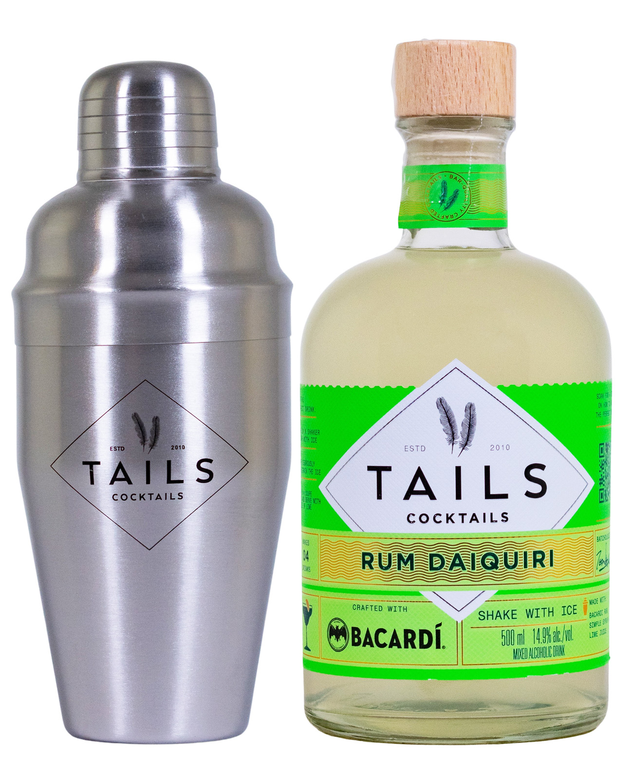 Tails Cocktails Lime Daiquiri + Shaker aus Edelstahl - 0,5L 14,9% vol