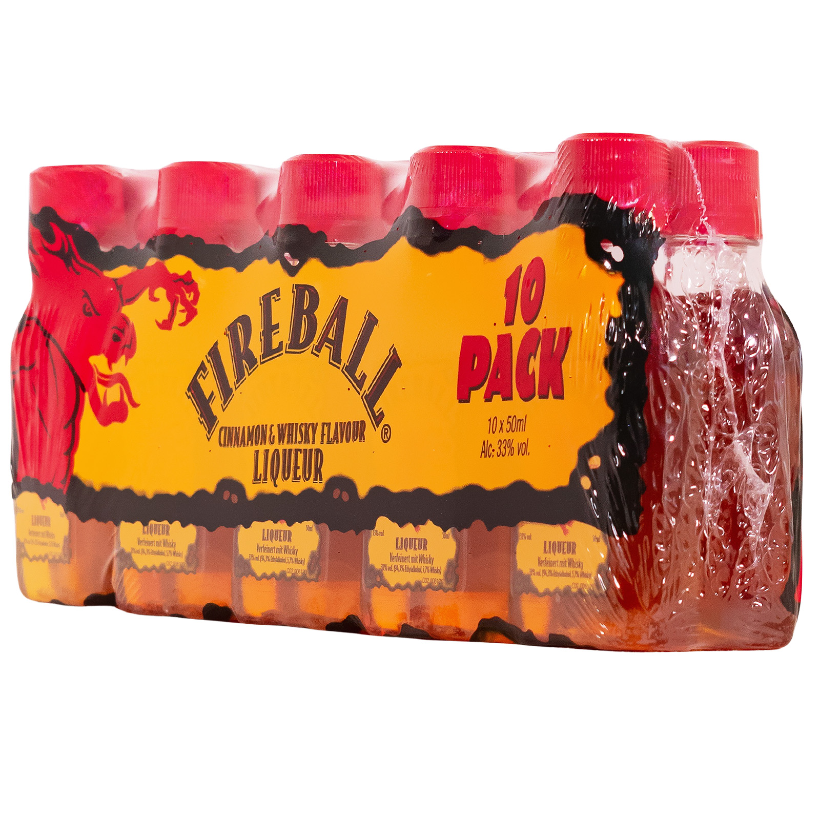 Paket [10 x 0,05L] Fireball Whisky-Likör - 0,5L 33% vol