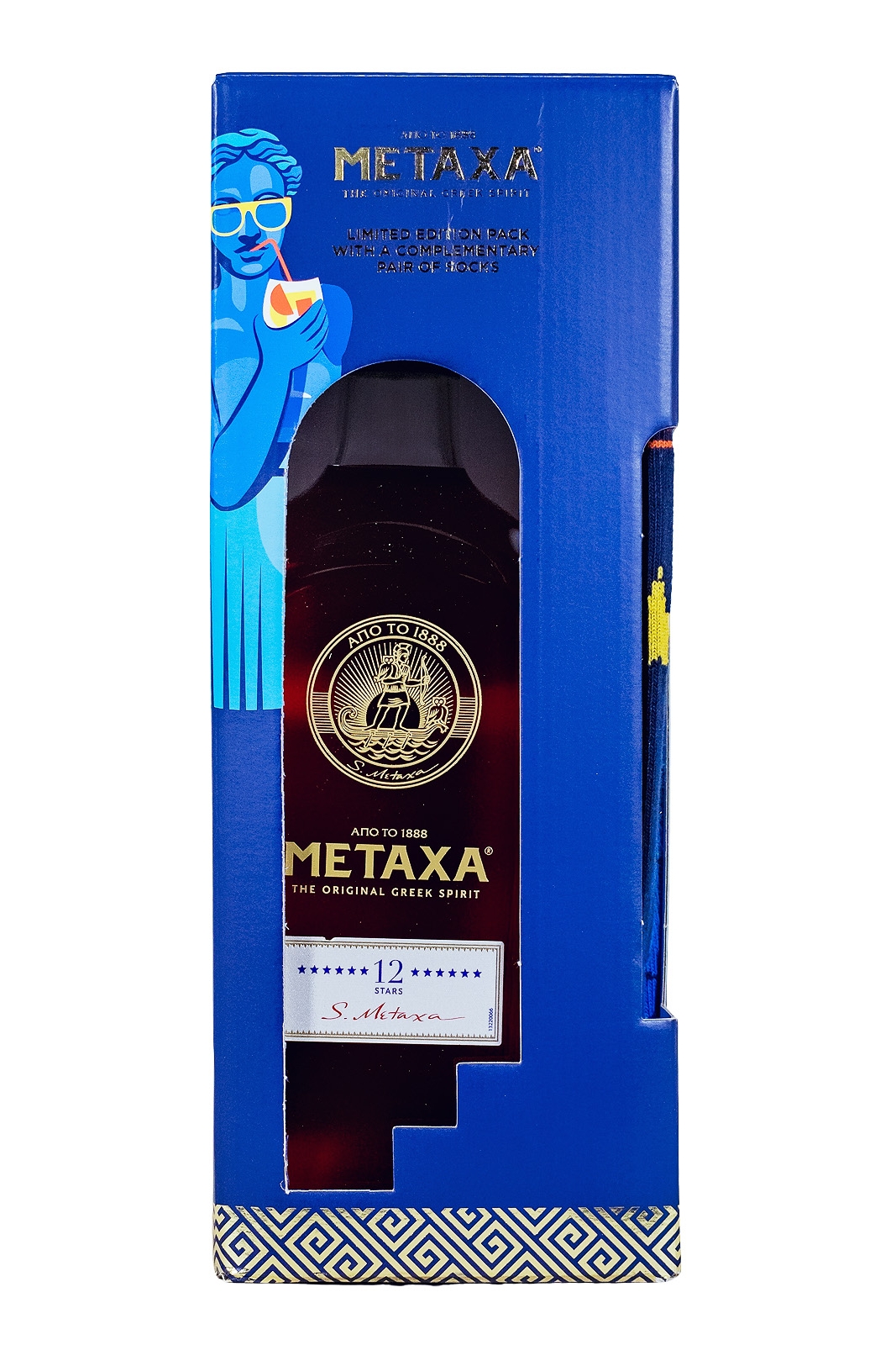 Metaxa 12 Sterne mit Socken - 0,7L 40% vol