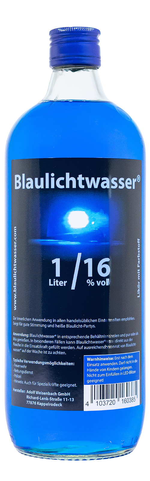 Blaulichtwasser XL Likör - 1 Liter 16% vol