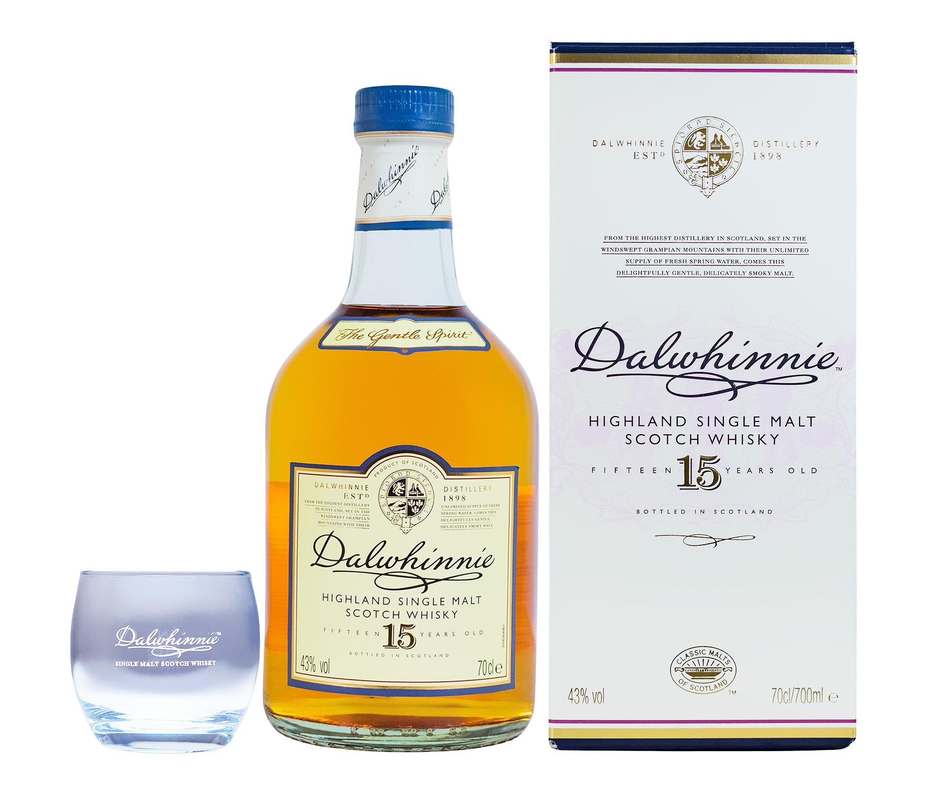 Dalwhinnie 15 Jahre Geschenkset - 0,7L 43% vol