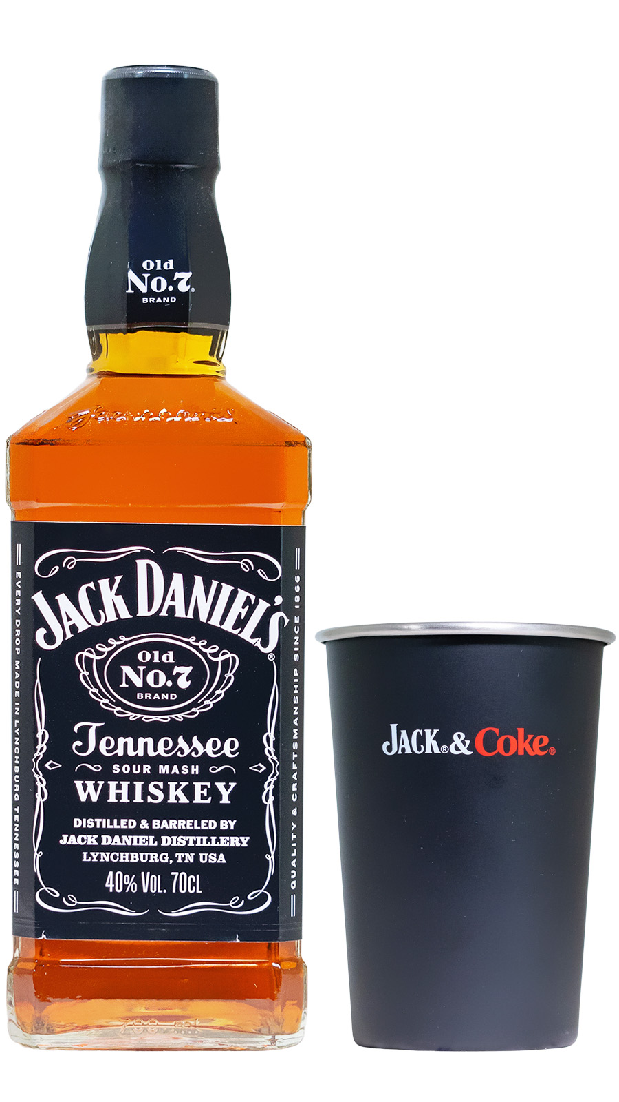 Bundle: Jack Daniels Tennessee Whiskey + Jack & Coke Becher - 0,7L 40% vol