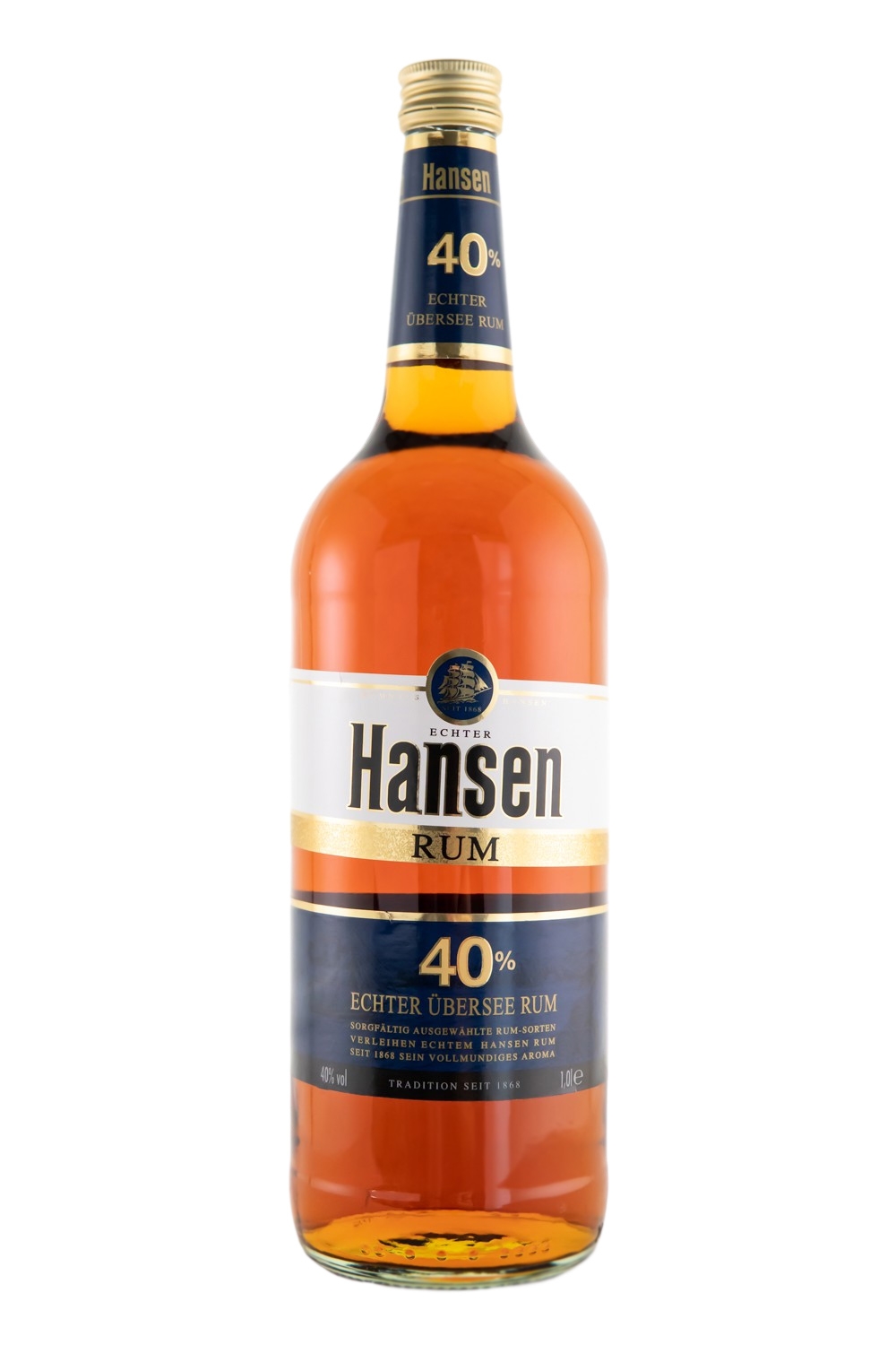 Hansen Blau echter Übersee Rum - 1 Liter 40% vol