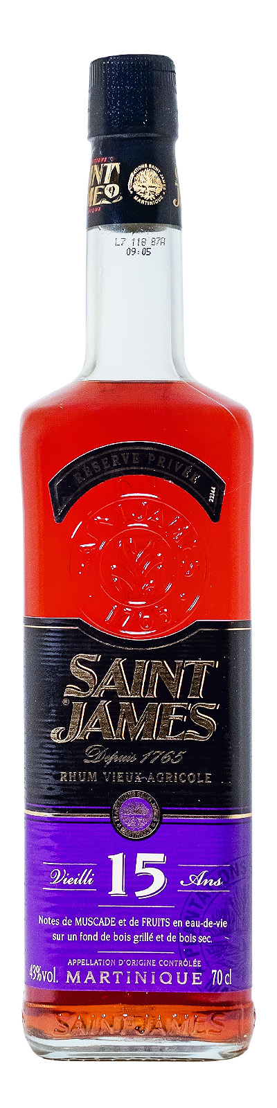 Saint James 15 Jahre Rum - 0,7L 43% vol