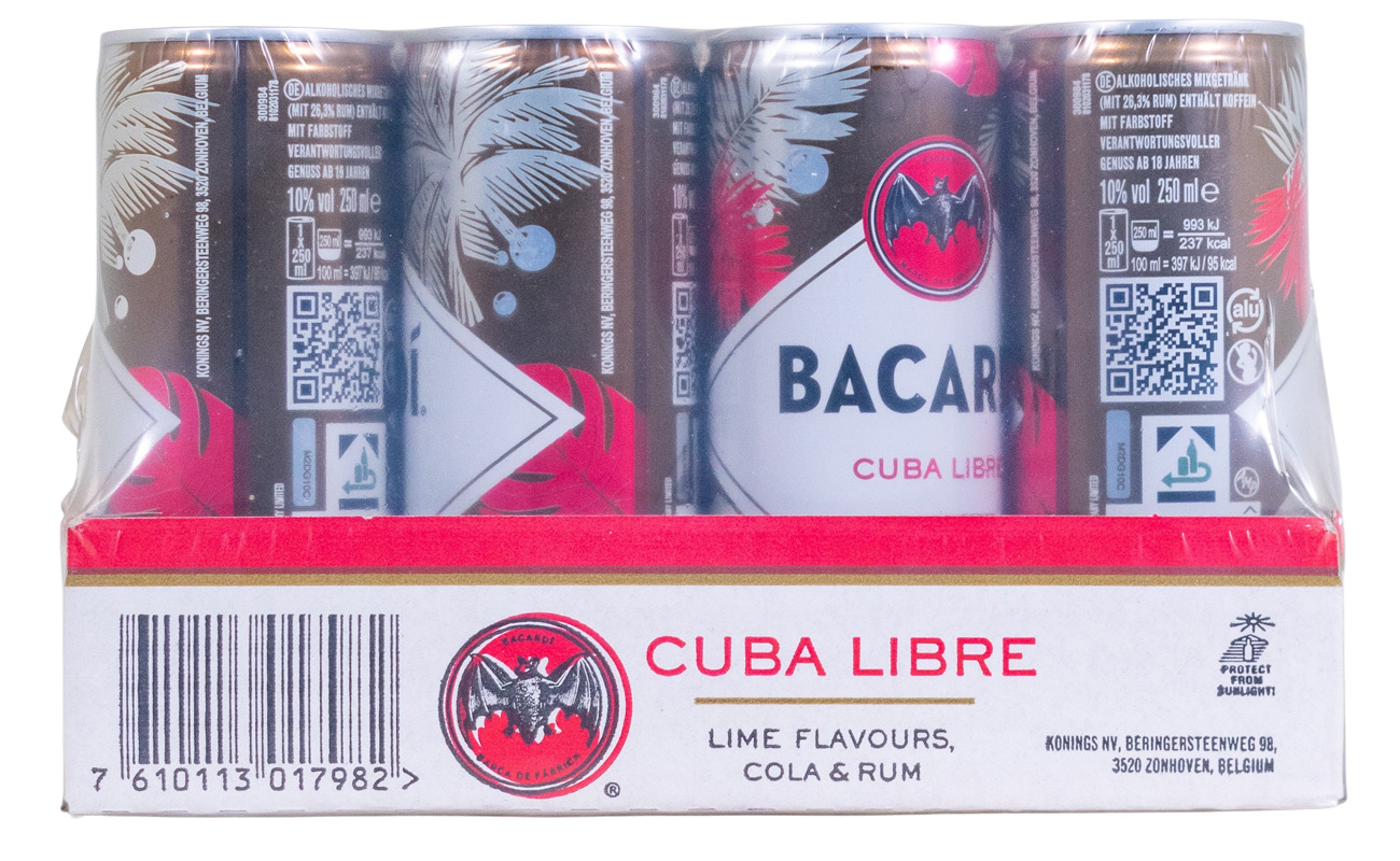 Paket [12 x 0,25L] Bacardi Cuba Libre Dose - 3L 10% vol