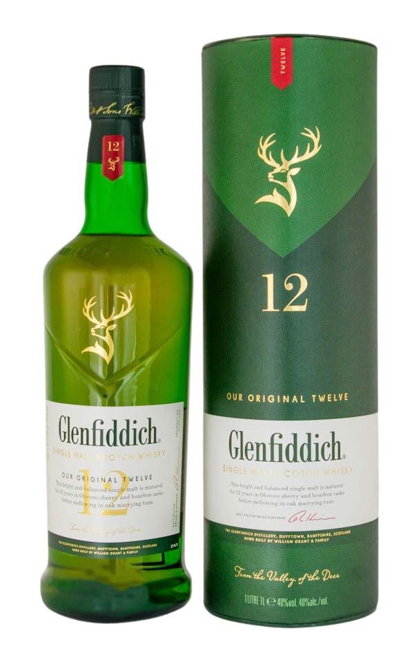 Glenfiddich 12 Jahre Single Malt Scotch Whisky - 1 Liter 40% vol