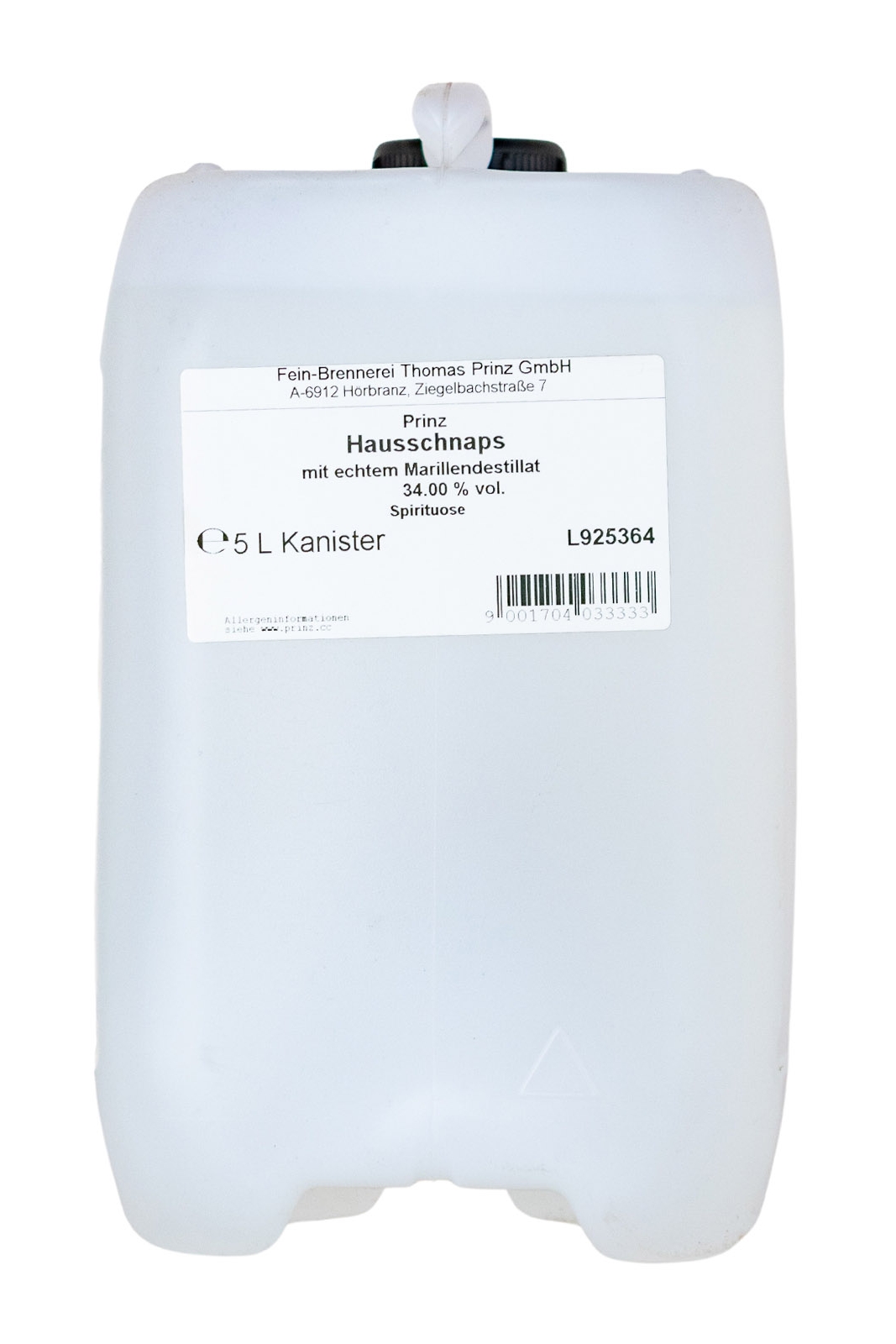 Prinz Hausschnaps Marille 5 Liter Kanister - 5L 34% vol