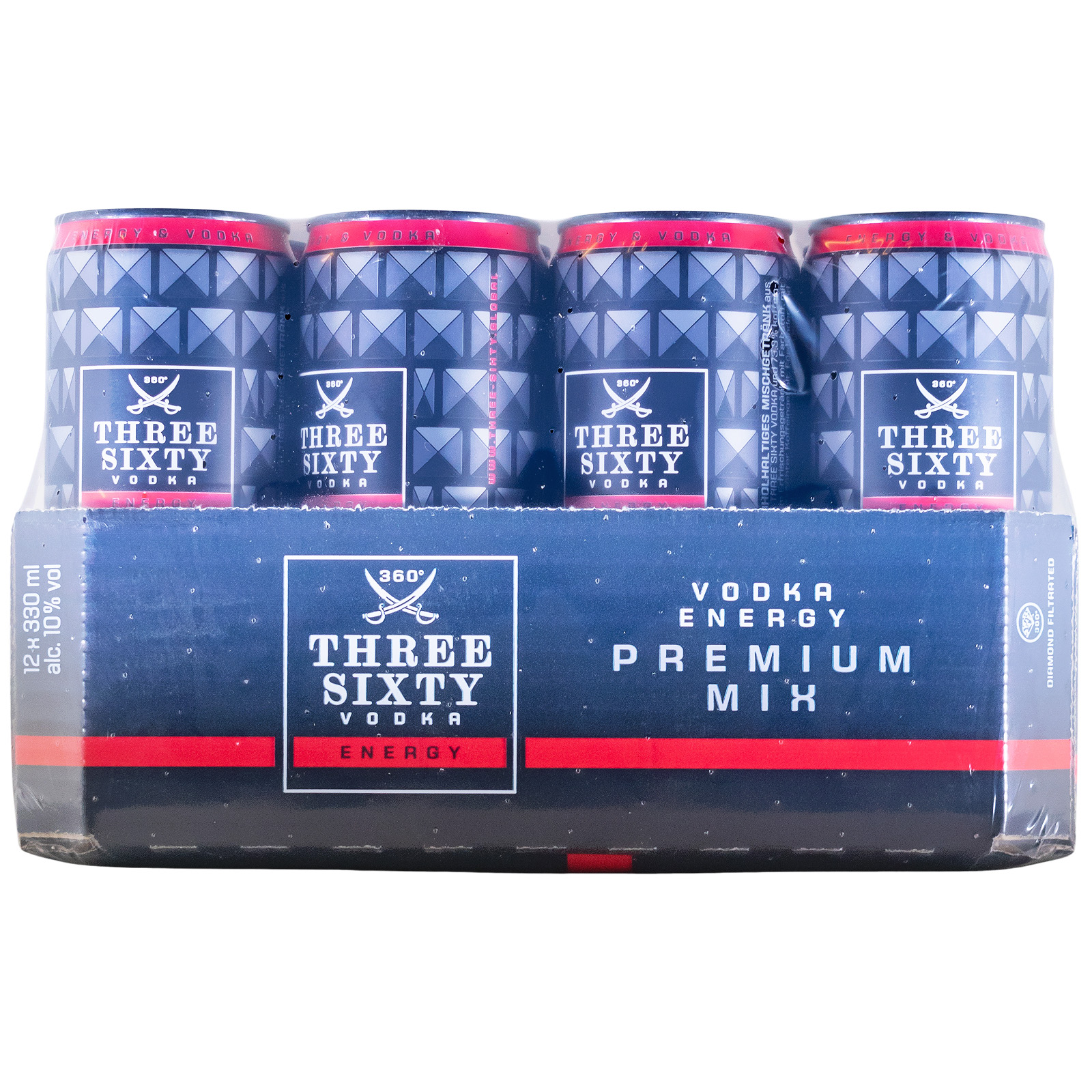 Paket [12 x 0,33L] Three Sixty Vodka Energy - 3,96L 10% vol