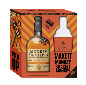 Monkey Shoulder mit Cocktail Shaker aus Glas - 0,7L 40% vol