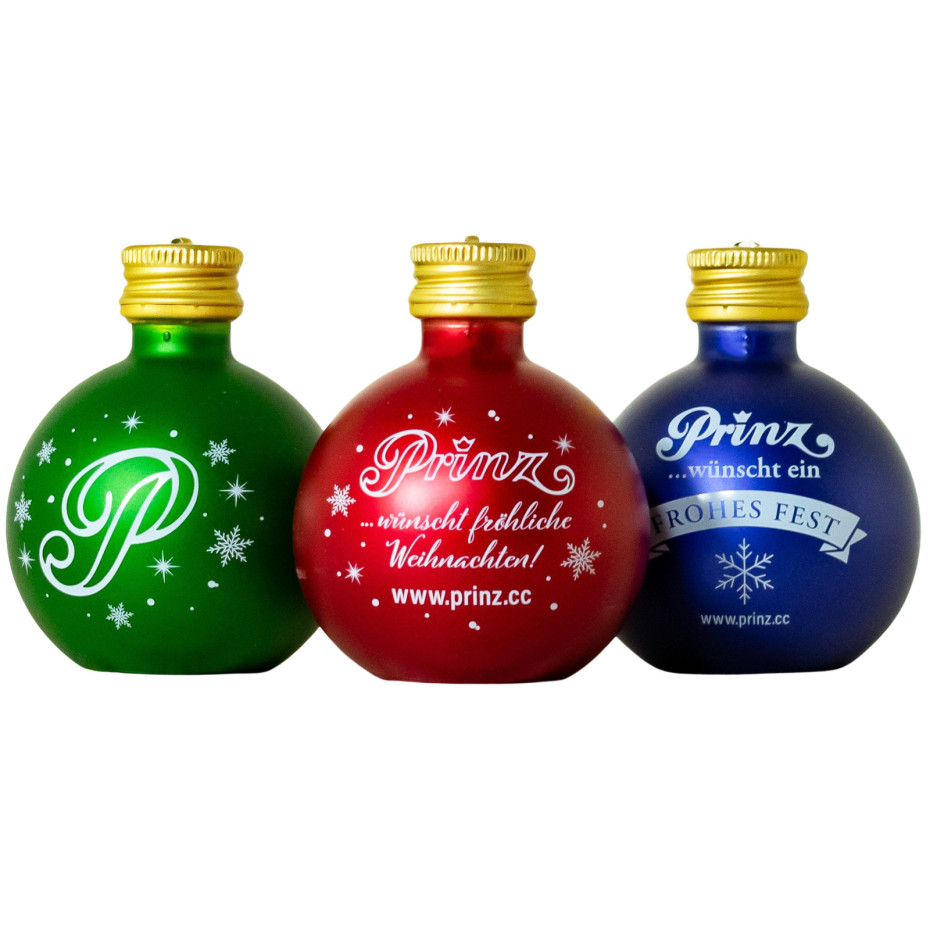 Paket [3 x 0,04L] Prinz Christbaumkugeln blau - 0,12L 36% vol