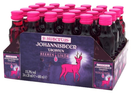 Paket [24 x 0,02L] St. Hubertus Johannisbeer Tropfen - 0,48L 15,3% vol