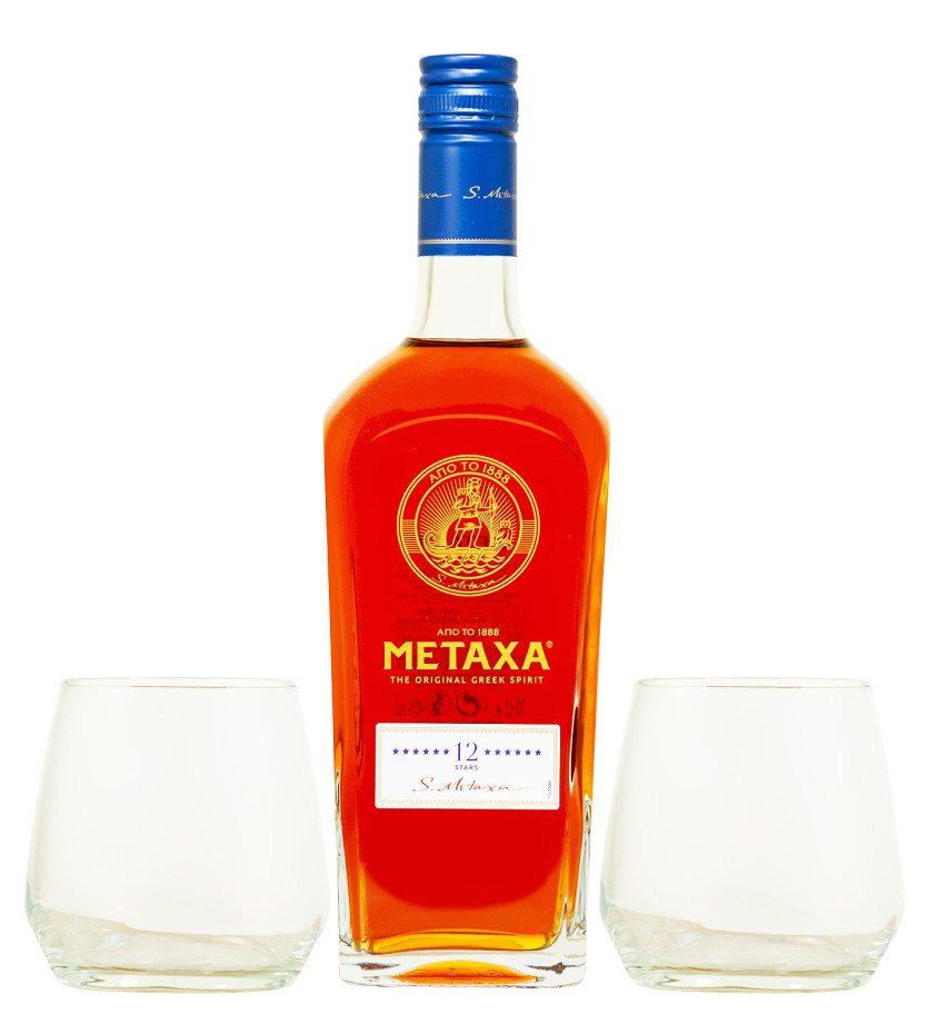 Metaxa 12 Sterne GEPA mit 2 Tumbler - 0,7L 40% vol