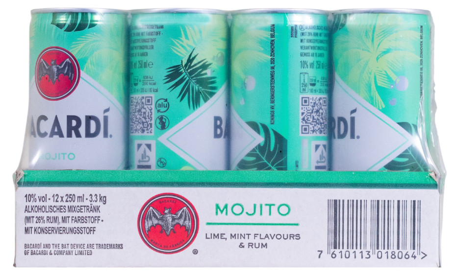 Paket [12 x 0,25L] Bacardi Mojito Dose - 3L 10% vol