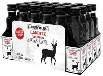 Paket [24 x 0,02L] St. Hubertus Lakritz-Tropfen - 0,48L 16% vol