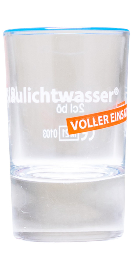 Blaulichtwasser Shot Glas