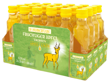 Paket [24 x 0,02L] St. Hubertus Fruchtiger Apfel Tropfen - 0,48L 15,3% vol